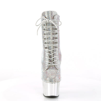 ADORE-1020CHRS Silver Multi Rhinestone Ankle Boot Pleaser