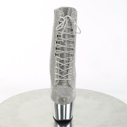 ADORE-1020CHRS Silver Rhinestone Chrome Ankle Boot Pleaser