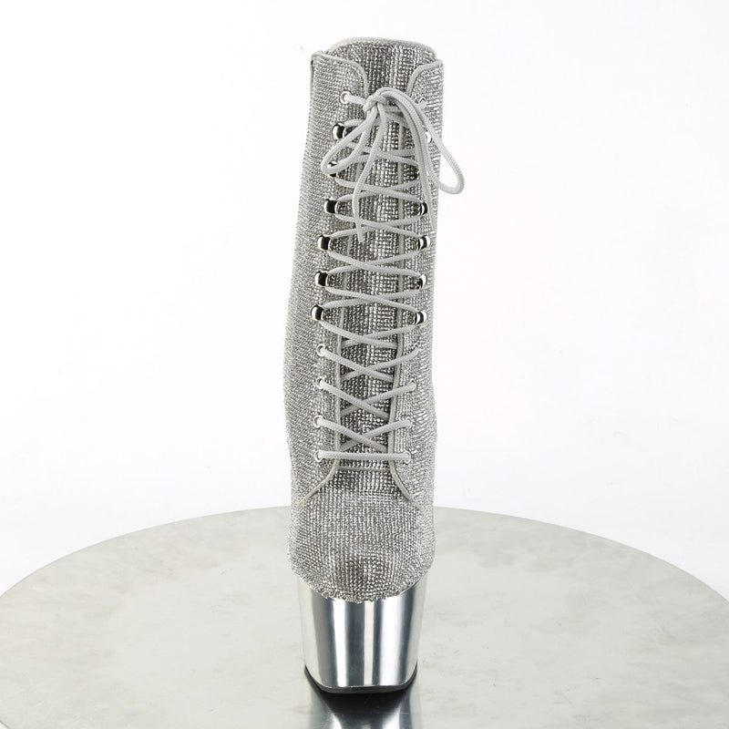 ADORE-1020CHRS Silver Rhinestones/Silver Chrome Ankle Boot Pleaser US Size (Women's): 5