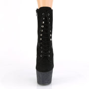 ADORE-1020FSMG Black Faux Suede/Black Multi Mini Glitter Ankle Boot Pleaser US Size (Women's): 5