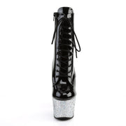 ADORE-1020LG Black Patent/Silver Multi Glitter Ankle Boot Pleaser US Size (Women's): 5