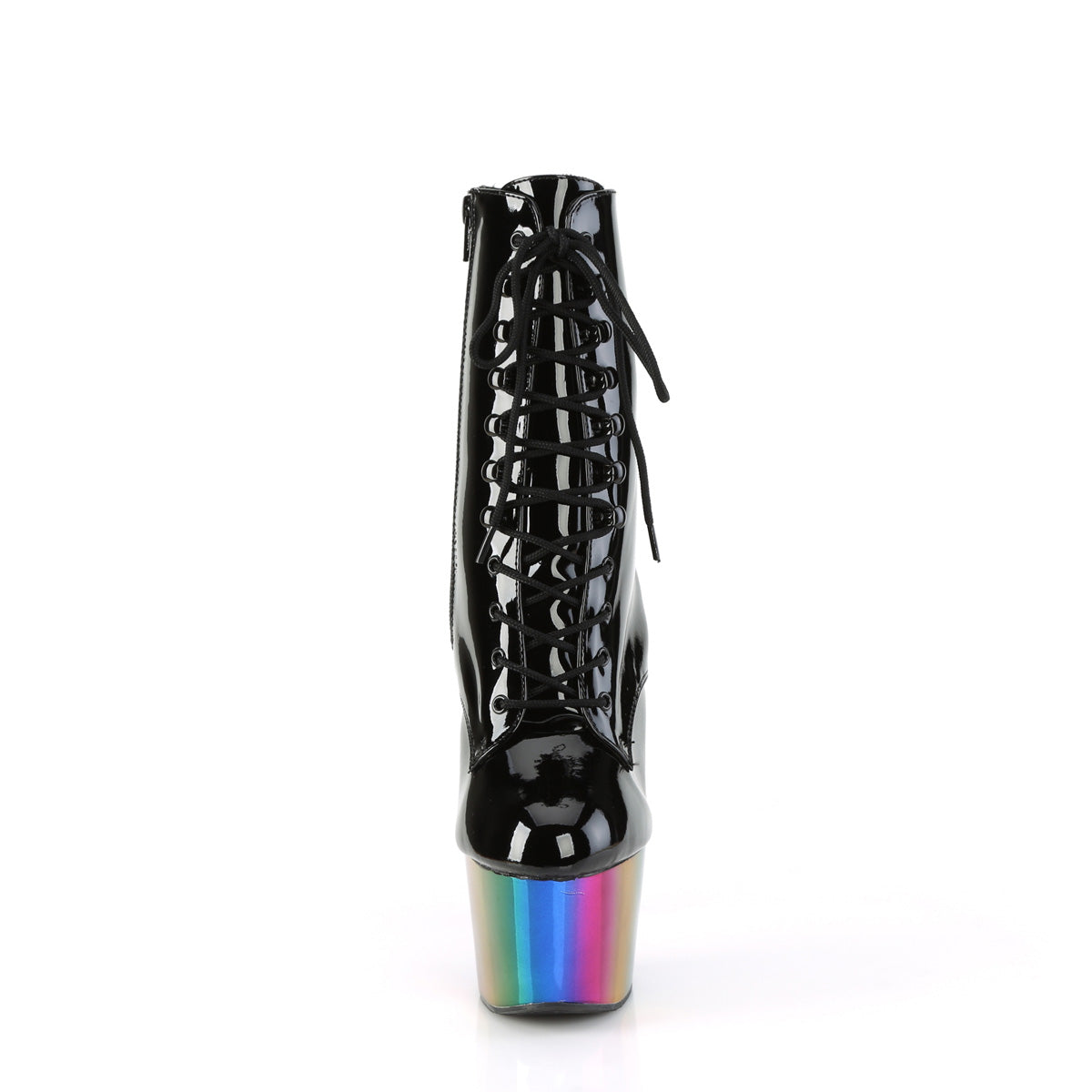 ADORE-1020RC Black Patent/Rainbow Chrome Ankle Boot Pleaser