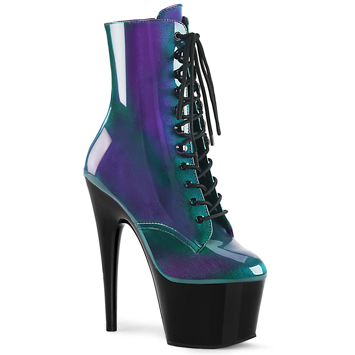 ADORE-1020SHG Purple-Green/Black Ankle Boot Pleaser