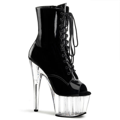 ADORE-1021 Black Patent/Clear Ankle Boot Pleaser