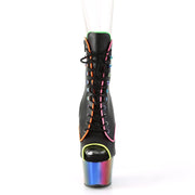 ADORE-1021RC-02 Black Faux Leather/Rainbow Chrome Ankle Boot Pleaser US Size (Women's): 5