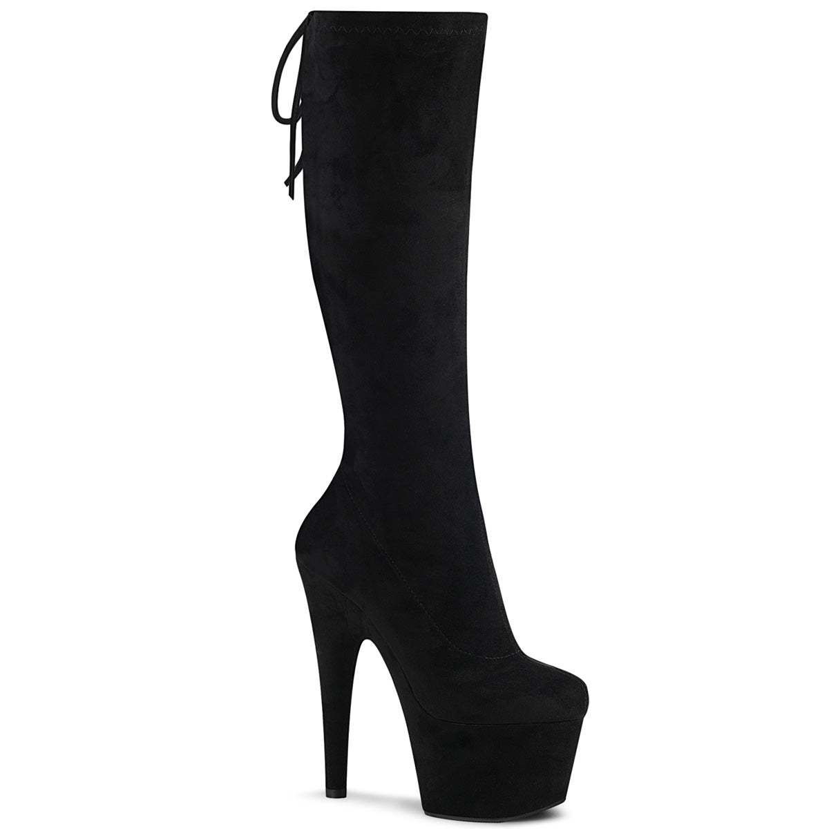 ADORE-2008 Black Stretch Faux Suede/ Black Faux Suede Knee Boot Pleaser