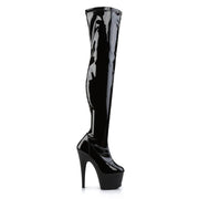 ADORE-3000 Black Stretch Patent/Black Thigh Boot Pleaser US Size (Women's): 5