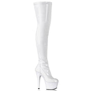 ADORE-3000 White Stretch Patent/White Thigh Boot Pleaser US Size (Women's): 5