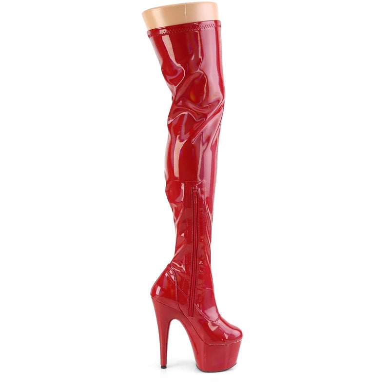 ADORE-3000HWR Red Stretch Hologram/Red Hologram Thigh Boot Pleaser US Size (Women's): 5