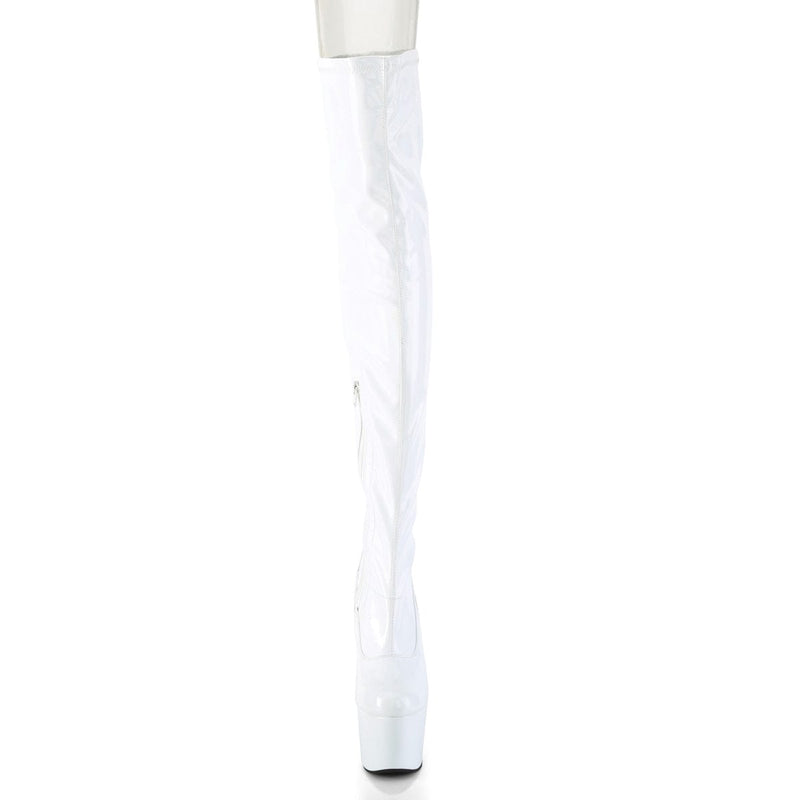 ADORE-3000HWR White Stretch Hologram/White Hologram Thigh Boot Pleaser US Size (Women's): 5