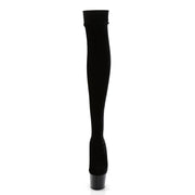 ADORE-3002 Black Stretch Velvet/Black Thigh Boot Pleaser US Size (Women's): 5
