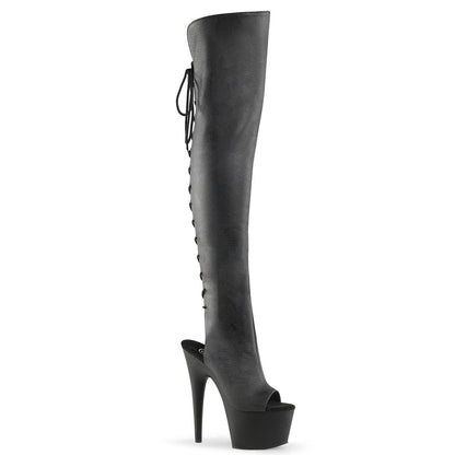 ADORE-3019 Black Faux Leather Thigh Boot Pleaser