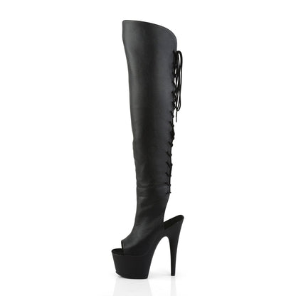 ADORE-3019 Black Faux Leather Thigh Boot Pleaser