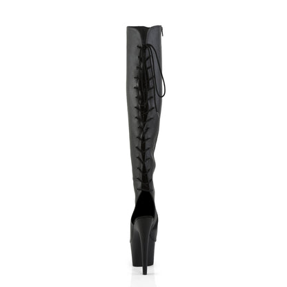 ADORE-3019 Black Faux Leather Thigh Boot Pleaser