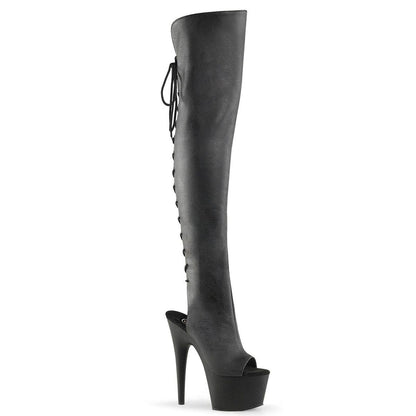 ADORE-3019 Black Faux Leather Thigh Boot Pleaser