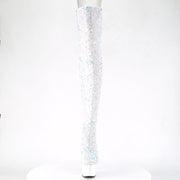 ADORE-3020 White Multi Sequins/White Boot Pleaser US Size (Women's): 5