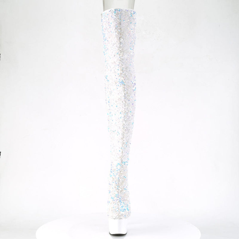 ADORE-3020 White Multi Sequins/White Boot Pleaser US Size (Women's): 5