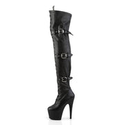 ADORE-3028 Black Stretch Faux Leather/Black Matte Thigh Boot Pleaser US Size (Women's): 5