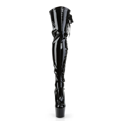 ADORE-3050 Black Stretch Patent Thigh Boot Pleaser