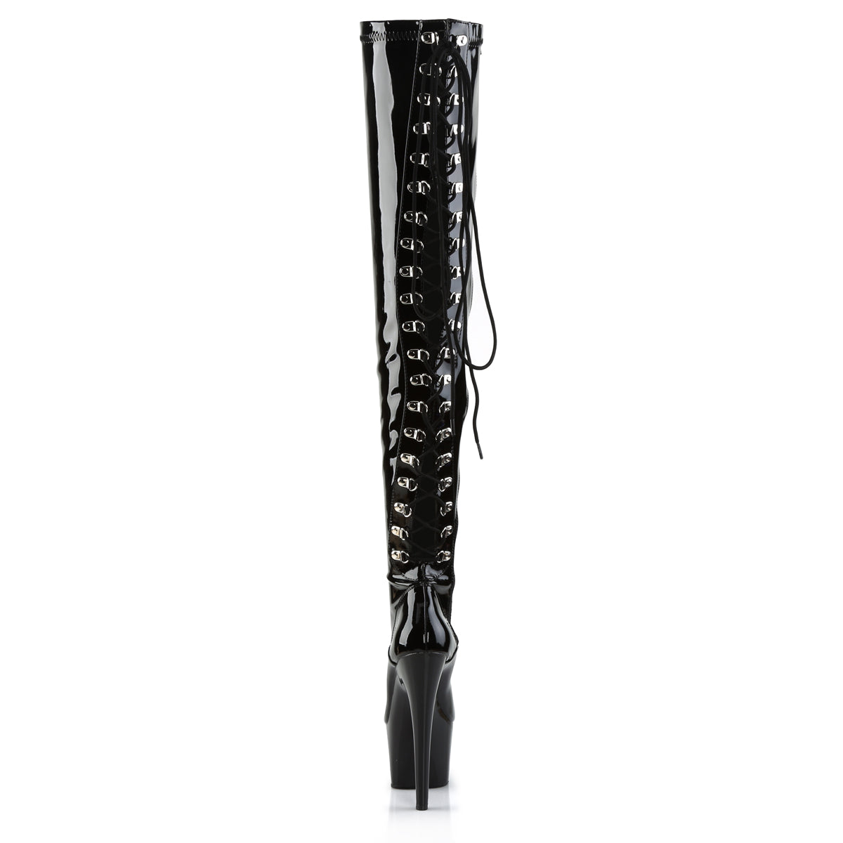 ADORE-3063 Black Stretch Patent Thigh Boot Pleaser