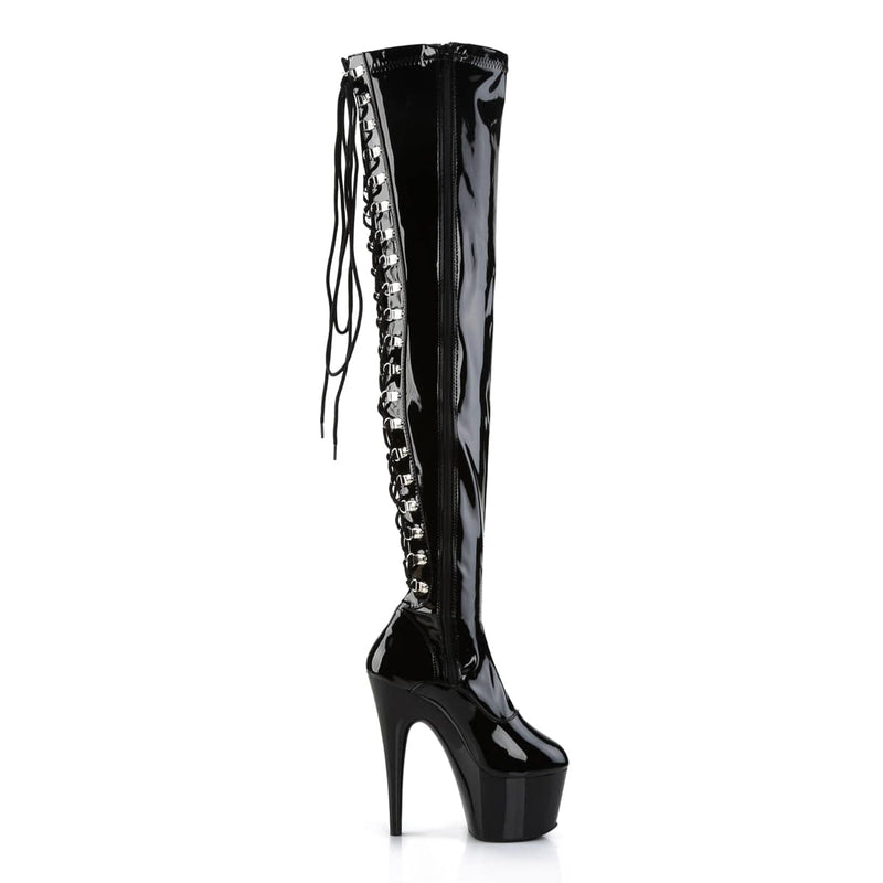 ADORE-3063 Black Stretch Patent/Black Thigh Boot Pleaser US Size (Women's): 5