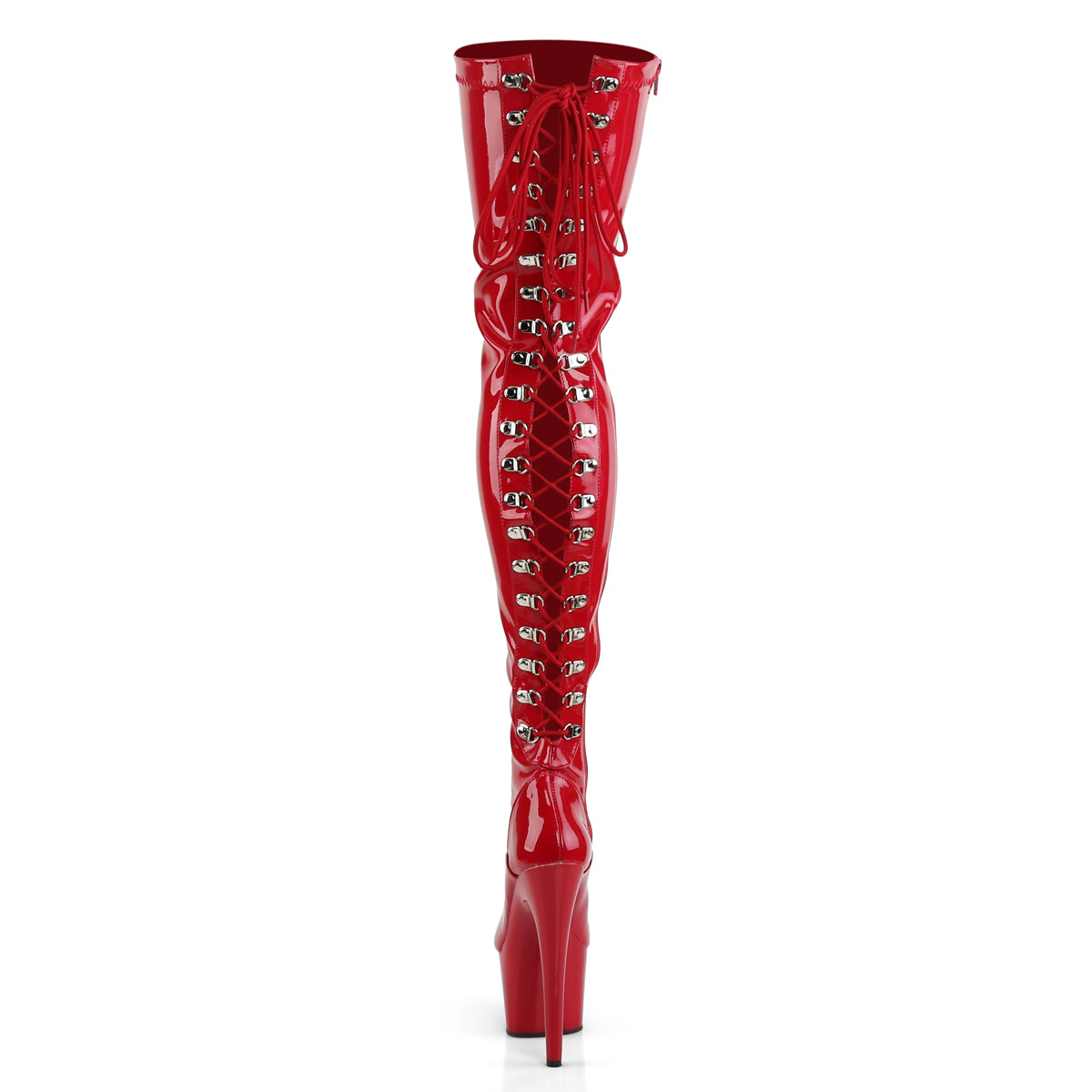 ADORE-3063 Red Stretch Patent Thigh Boot Pleaser