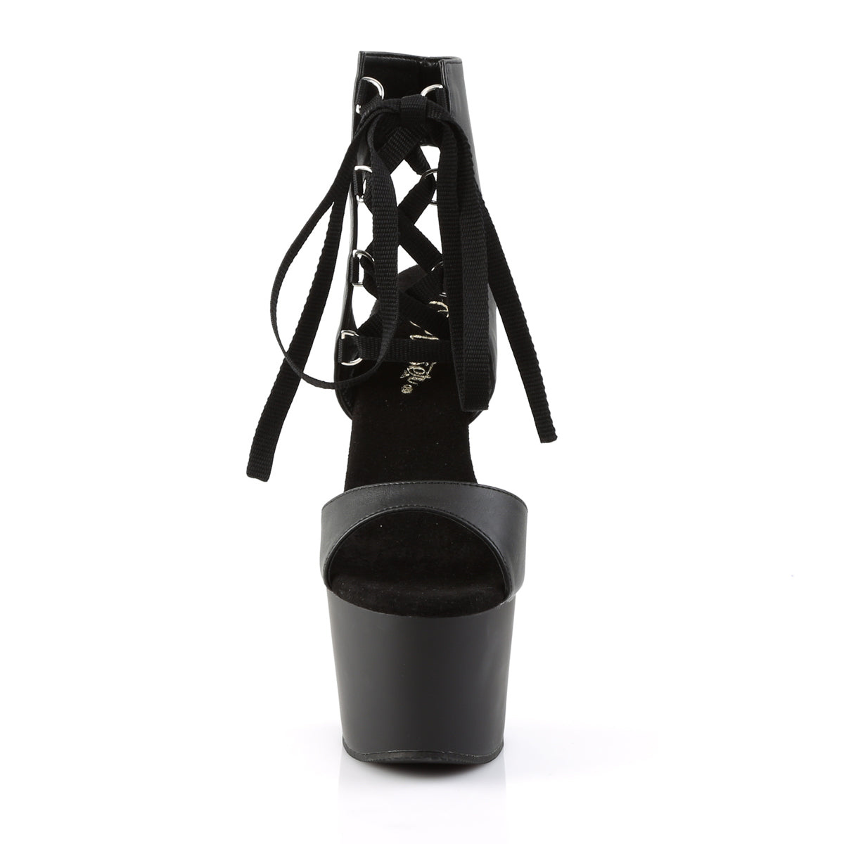ADORE-700-14 Black Faux Leather Platform Sandal Pleaser