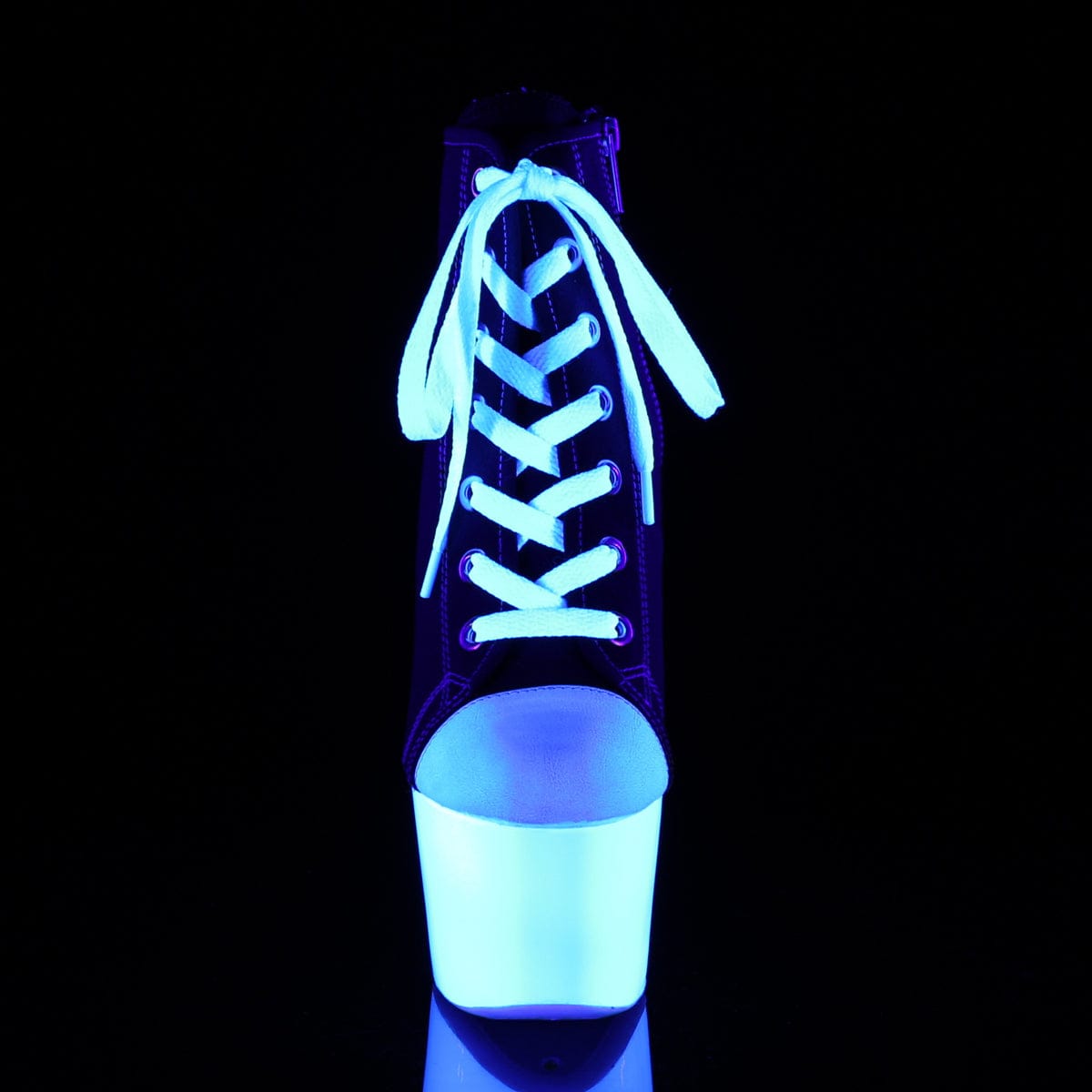ADORE-700SK-02 Black Canvas/Neon White Sneaker Heels Pleaser US Size (Women's): 5