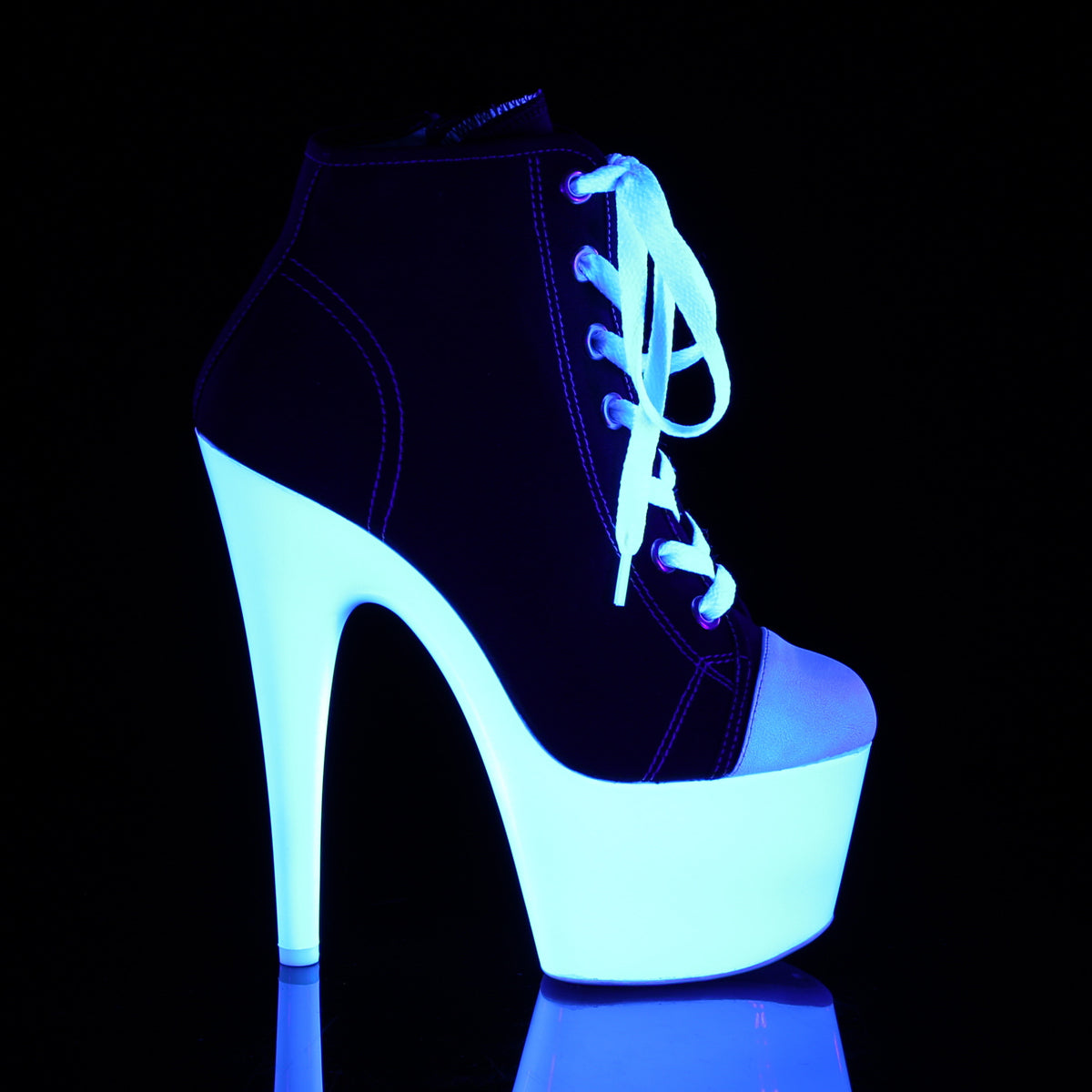 ADORE-700SK-02 Black Canvas/Neon White Sneaker Heels Pleaser