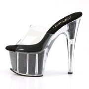 ADORE-701G Clear/Black Glitter Slide Pleaser US Size (Women's): 5