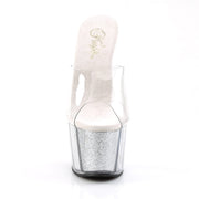 ADORE-701G Clear/Silver Glitter Slide Pleaser US Size (Women's): 5