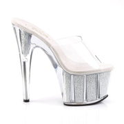 ADORE-701G Clear/Silver Glitter Slide Pleaser US Size (Women's): 5