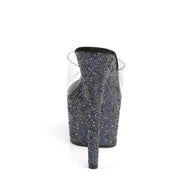 ADORE-701LG Clear/Black Hologram Glitter Slide Pleaser US Size (Women's): 5