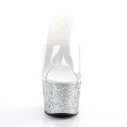 ADORE-701LG Clear/Silver Multi Glitter Slide Pleaser US Size (Women's): 5