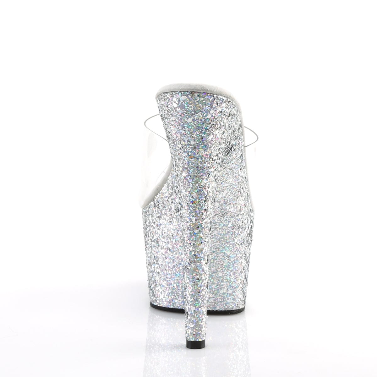 ADORE-701LG Clear/Silver Multi Glitter Slide Pleaser