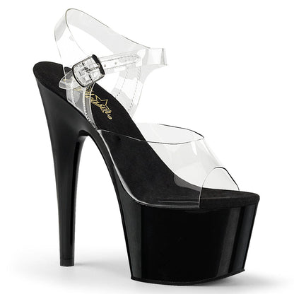 ADORE-708 Clear/ Black Platform Sandal Pleaser