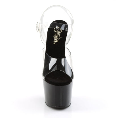 ADORE-708 Clear/ Black Platform Sandal Pleaser