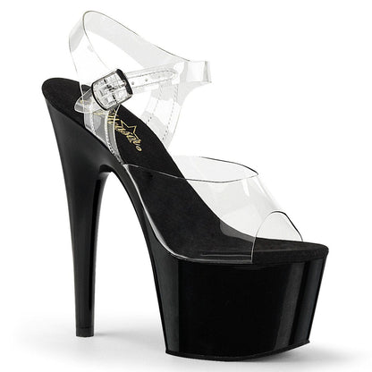 ADORE-708 Clear/ Black Platform Sandal Pleaser