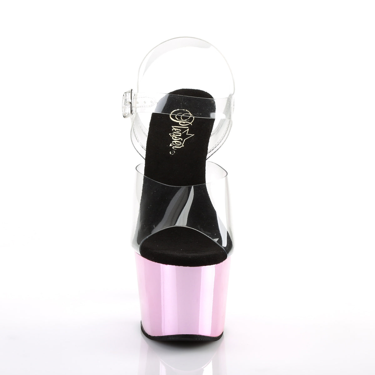 ADORE-708 Clear/Baby Pink Chrome Platform Sandal Pleaser