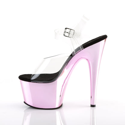 ADORE-708 Clear/Baby Pink Chrome Platform Sandal Pleaser