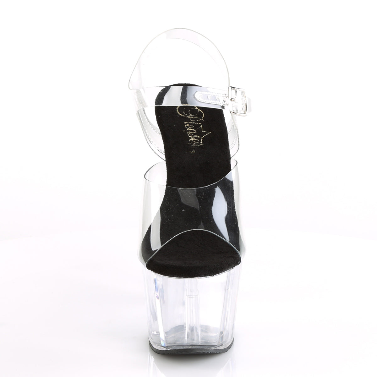 ADORE-708 Clear-Black/ Clear Platform Sandal Pleaser