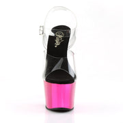 ADORE-708 Clear/Hot Pink Chrome Platform Sandal Pleaser US Size (Women's): 5