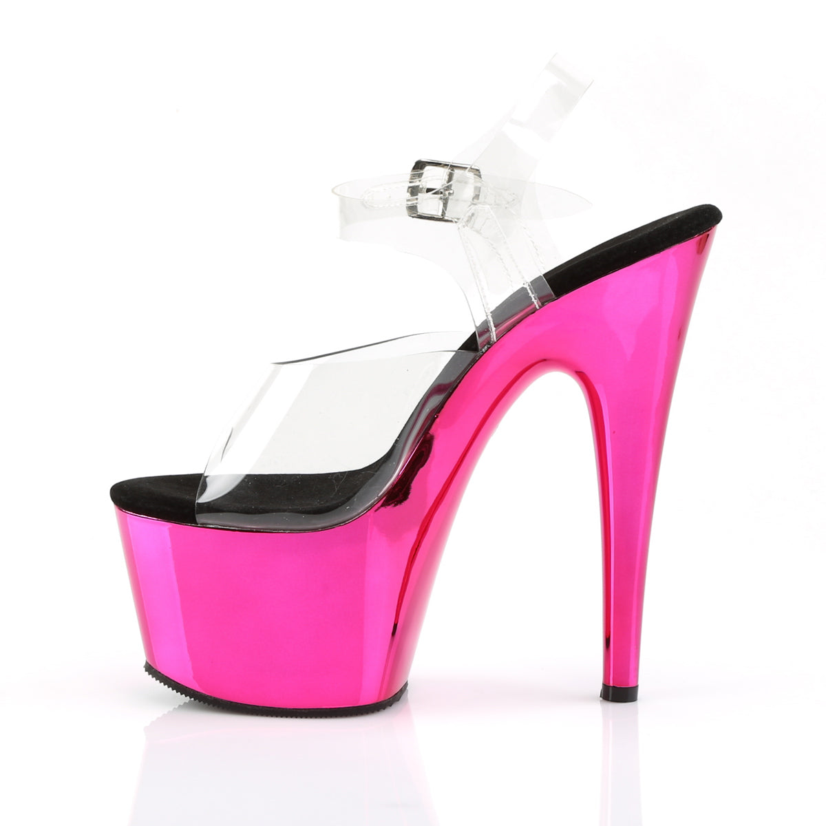 ADORE-708 Clear/Hot Pink Chrome Platform Sandal Pleaser