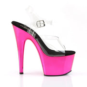 ADORE-708 Clear/Hot Pink Chrome Platform Sandal Pleaser US Size (Women's): 5
