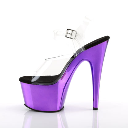 ADORE-708 Clear/Purple Chrome Platform Sandal Pleaser