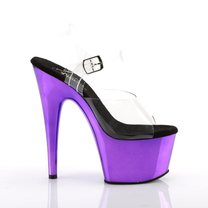 ADORE-708 Clear/Purple Chrome Platform Sandal Pleaser