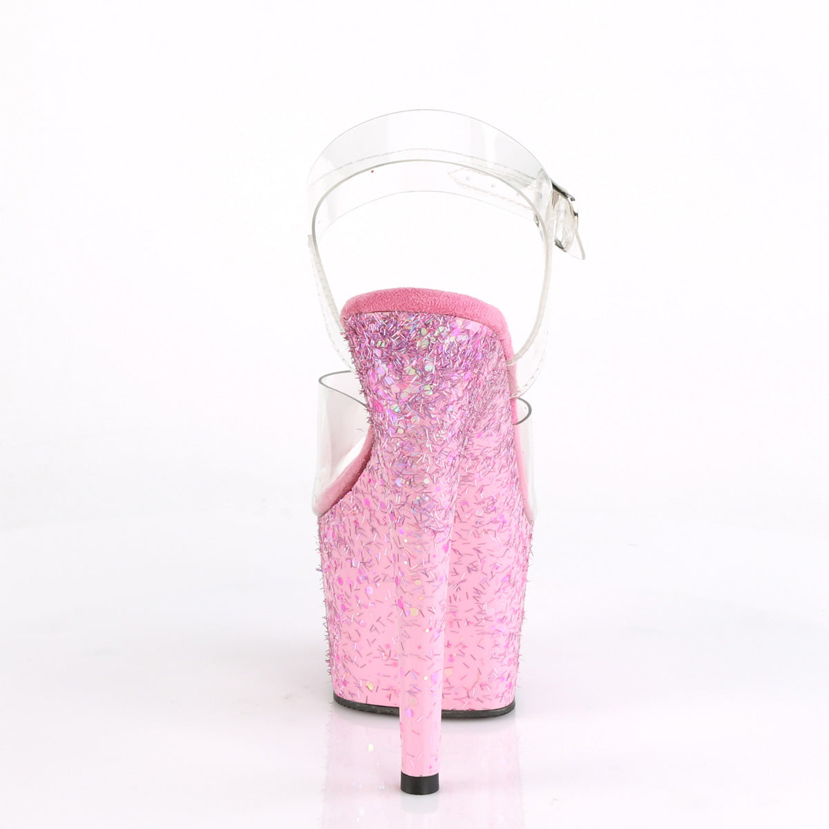ADORE-708CF Clear/Pink Confetti Platform Sandal Pleaser