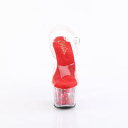 ADORE-708FL Clear/Red FloweRhinestones Platform Sandal Pleaser US Size (Women's): 5