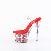 ADORE-708FL Clear/Red FloweRhinestones Platform Sandal Pleaser US Size (Women's): 5