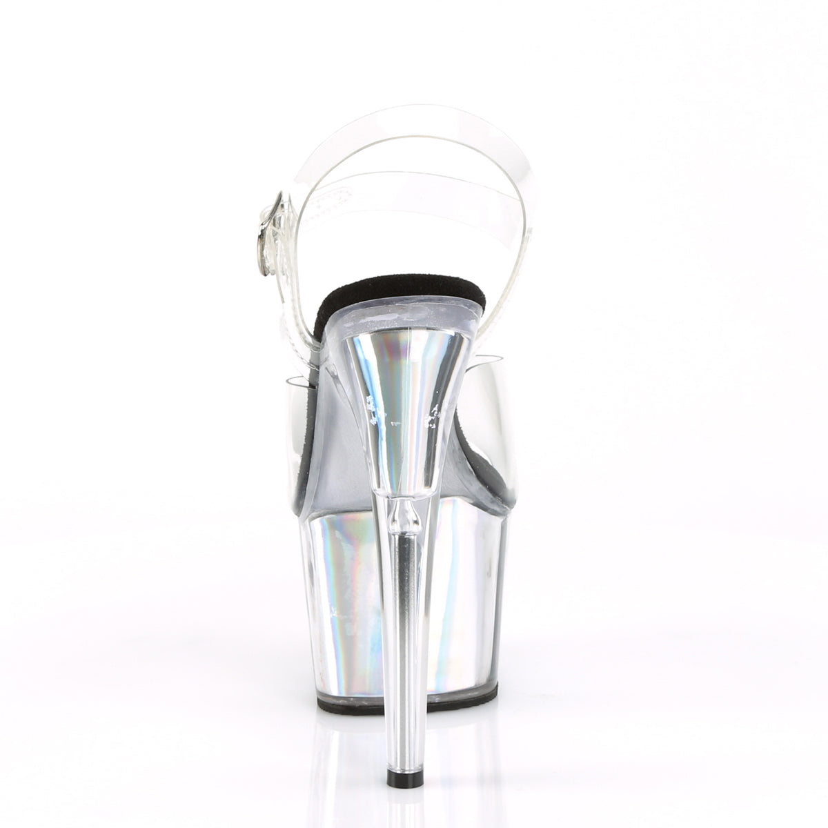 ADORE-708HGI Clear/Silver Hologram Inserts Platform Sandal Pleaser